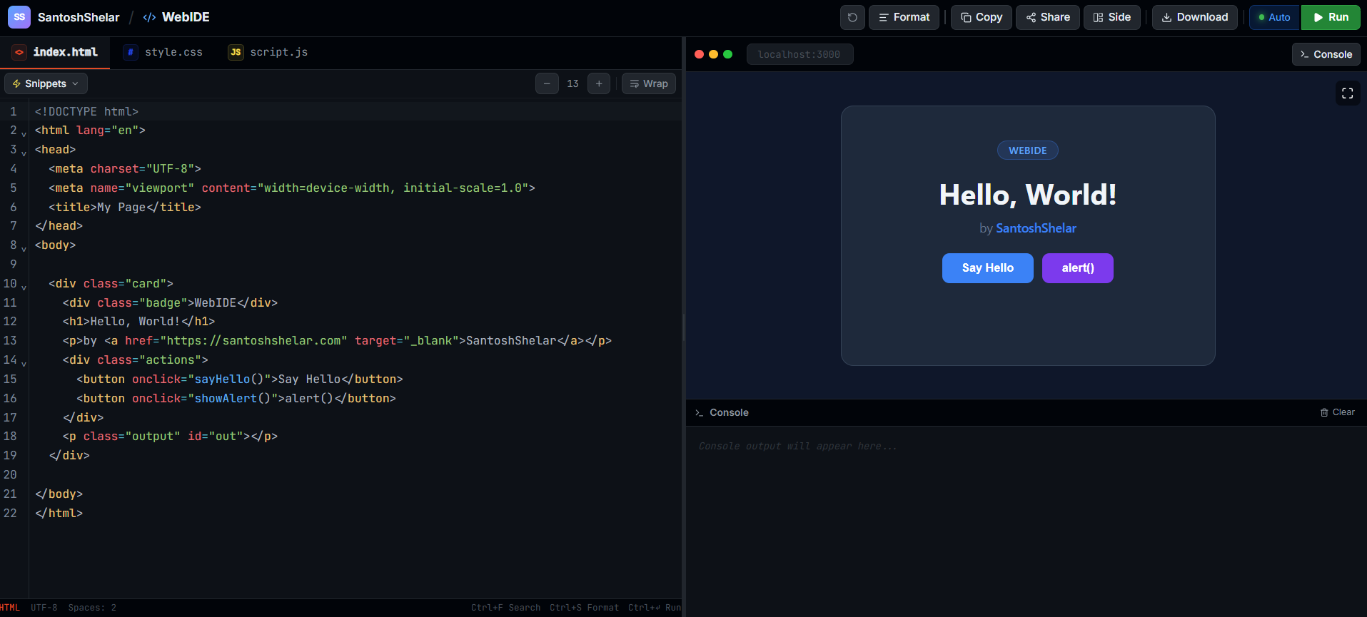 WebIDE — Live Code Editor